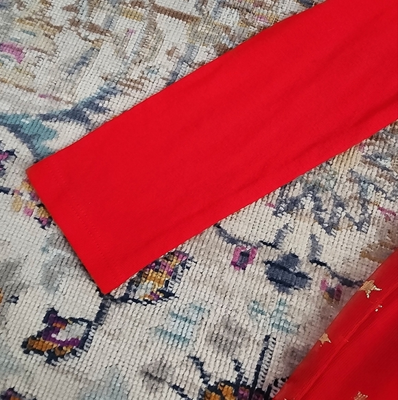 Cat & Jack Girls Brillant Red Christmas Holiday 'Tis The Season' Dress, sz 6/6x - Picture 6 of 11